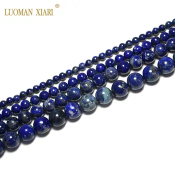 Güzel %100 % Doğal Üst Lapis lazuli renk doğal Yuvarlak Taş Boncuk Takı Yapımı İçin diy bilezik Kolye 4/6/8 / 10mm