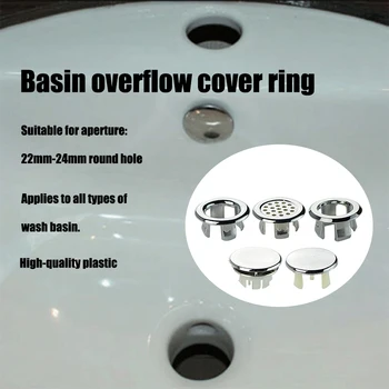 Havza Taşma kapak yüzüğü Yüksek Kaliteli Banyo Seramik Lavabo Havzası Yuvarlak Halka Düzenli Krom Trim lavabo Taşma Halkası Kapağı
