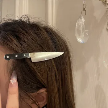 Yaratıcı Mini Bıçak Tokalar Hip Hop Punk Sofra Bıçakları Saç Klipleri Gotik Cosplay saç aksesuarları Kadınlar için Hançer Tokalarım