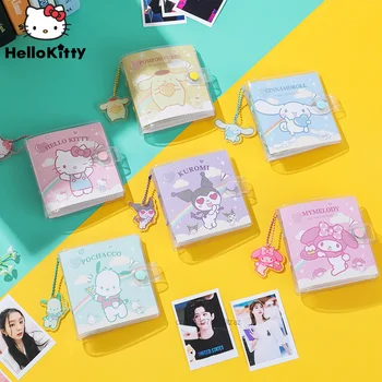Kawaii Sanrio Hello Kitty Melodi Küçük Fotoğraf Depolama Albümü Cinnamoroll Kuromi Çıkartmalar Pochacco Planı Hesap Kartı Koleksiyonu