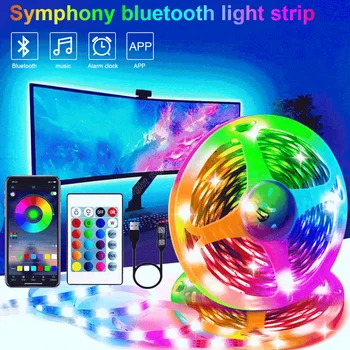 Bluetooth usb'li şerit LED ışık RGB LED ışıkları esnek lamba bant şerit DC5V RGB TV masaüstü ekran arka ışık diyot bant 1-20M