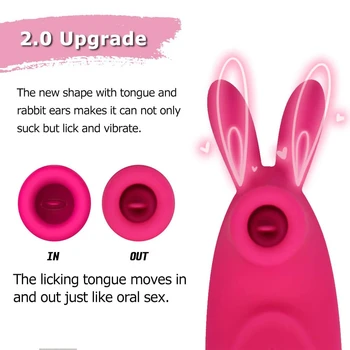 3-İN-1 Emme Yalama Tavşan Titreşimli G-spot Klitoris Emme Vibratör Meme Stimülasyon Dil Masajı Seks Oyuncak Kadınlar için Çift