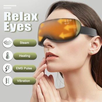 Elektrikli darbe göz masajı buhar ısıtma göz masaj cihazı sıcak kompres göz bakımı gözlük titreşim EMS akupunktur noktası yorgun kuru göz