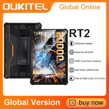 Oukıtel RT2 Sağlam Tablet 10.1 inç 20000mAh Octa Çekirdek 8GB + 128GB IP68 Android 12 Tablet 16MP Kamera 33W Şarj Küresel Vers