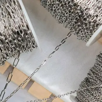 2 metre Paslanmaz Çelik Kolye Zinciri Dıy Takı Yapımı için Rolo Kablo Bağlantı Toplu Zincirler El Yapımı Kolye Bilezik Aksesuarları