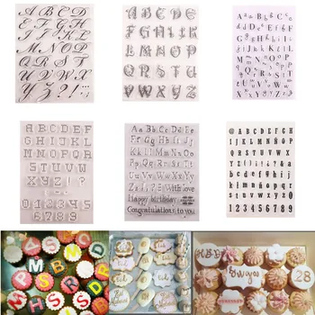DIY Kek Aracı Mektup Alfabe Sayısal kurabiye kesici Kabartma Damga Yapışkan Dekorasyon Noel Fondan kesici aletler Sugarcraft