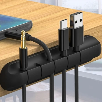 Silikon kablo düzenleyici USB kablosu Sarıcı Esnek Kablo Yönetimi Klipleri Fare Kulaklık Kulaklık Araba Kablo Tutucu