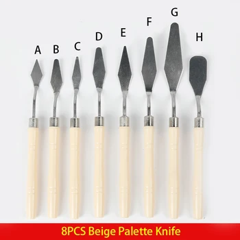 8 adet Paslanmaz Çelik Spatula palet bıçakları Sanatçılar Sanat Araçları Yağlıboya Akrilik Karıştırma Özel Efektler Sanat Malzemeleri