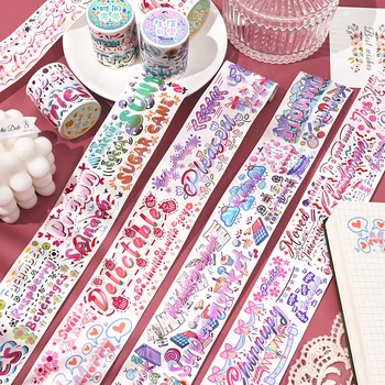 3 ADET/GRUP ingilizce mektup serisi sevimli güzel dekoratif özel yağlı kağıt maskeleme washi bantlar