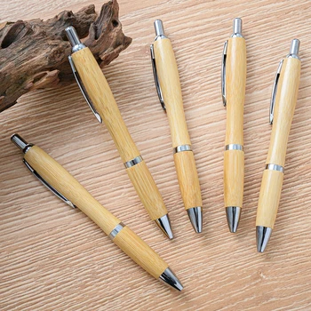 Moda Tasarım Saf Bambu Basın Tükenmez Kalem İş Erkekler Yazma Hediye Kalem Marka Logosu 0.5 mm Yapabilirsiniz