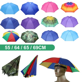 Katlanabilir Kafa Anti-Uv Açık Şemsiye Şapka Anti-Yağmur Balıkçılık Kapaklar Taşınabilir Seyahat Yürüyüş Plaj Balık Mücadele Yağmur Dişli