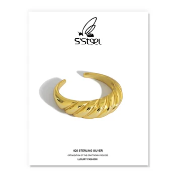 S'STEEL 925 Ayar Gümüş Yüzük Hediyeler Kadınlar İçin Parti Altın Parmak Yüzük Bildirimi Joias De Prata 925 Orijinal moda mücevherat
