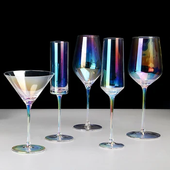 Yaratıcı Gökkuşağı kristal cam şarap bardakları kadeh şampanya kadehi kokteyl cam ev Bar Otel parti ev düğün Drinkware