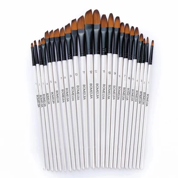 12 adet Naylon Saç Ahşap Saplı Suluboya Boya Fırçası Kalem Seti Öğrenme Dıy Yağ Akrilik Resim Sanatı Boya Fırçaları Malzemeleri