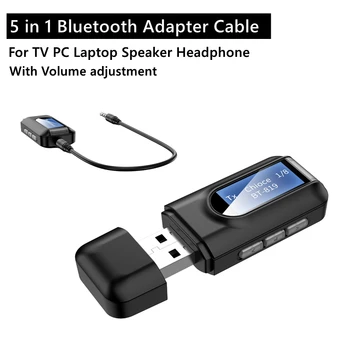 Bluetooth Adaptörü Kablosuz lcd ekran USB Alıcısı Müzik Ses Ayarı kablosuz av alıcısı-vericisi PC TV için Araba 3.5 mm AUX Adaptador