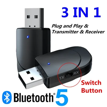 Bluetooth Verici Aux Alıcısı USB Bluetooth 5.0 Adaptörü Çift Çıkışlı Bilgisayar Ses Kablosuz Adaptör Araba Dizüstü TV kutusu