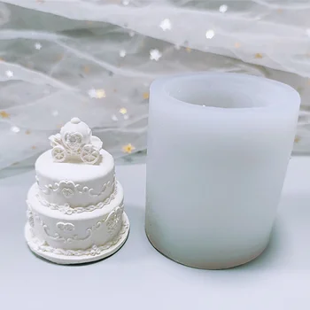 Yaratıcı Çift Katmanlı 3D Küçük Kek silikon kalıp Kokulu Mum Alçı Epoksi Çikolata Dekorasyon El Yapımı Dıy Malzeme