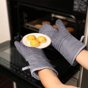 Fırın eldiveni mikrodalga eldiven pişirme Potholders sıcak kavrama mutfak eşyaları tencere parçaları yüksek ısıya dayanıklı 500 derece kaymaz