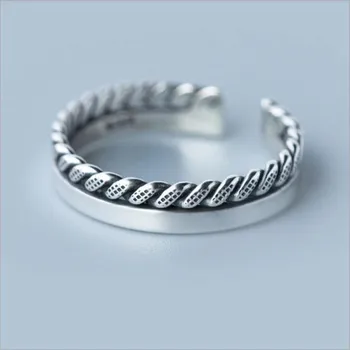 Güzel Yeni Varış Zarif Moda Gümüş Kaplama Takı Tay Gümüş Spiral Pürüzsüz Açılış Kadın Yüzükler R100