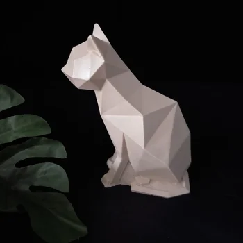 Geometrik 3D Silikon Hayvanlar Kalıp Geometri kedi şekli silikon kalıp İskandinav tarzı DIY Ev Masaüstü dekorasyon kalıp çimento Kalıpları