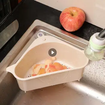 Mutfak Üçgen lavabo süzgeci Drenaj Meyve Sebze Süzgeç Sünger Raf Depolama Aracı Sepeti Vantuz Lavabo Filtre Rafı