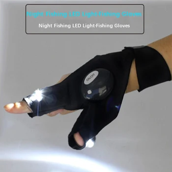 LED su geçirmez meşale İle gece lambası balıkçılık eldiven genel açık balıkçılık yarım parmak eldiven aşınmaya dayanıklı ayarlanabilir eldiven