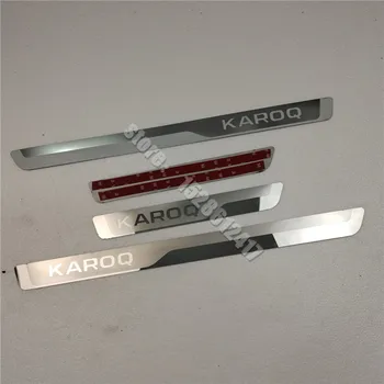 Kapı eşik şerit Skoda KAROQ 2017-2022 için Paslanmaz çelik sürtme plakası Peda Pedalı Kapak Araba Styling Etiketler Oto Aksesuarları