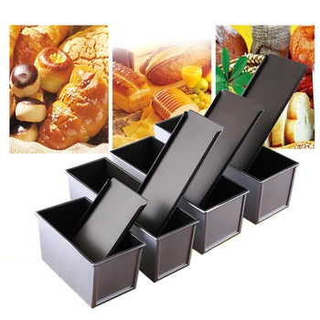 Yüksek Kaliteli Tost kutuları Alüminyum Alaşımlı Siyah yapışmaz Kaplama Ekmek ekmek tavası Pişirme aracı kapaklı 450g/750g/900g/1000g/1200g