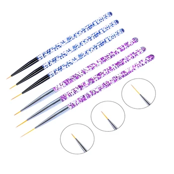 3 Adet / grup Akrilik Şerit Nail Art Liner Fırça Seti UV Jel Fırçalar Boyama Araçları 3D İpuçları Manikür Ultra-ince Çizgi Çizim Kalem