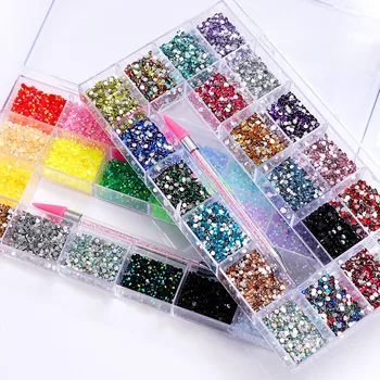 20000 adet / takım 3mm Temizle Kristal Rhinestones Yuvarlak Flatback Renkli Glitter Taşlar Tırnak Aksesuarları DIY 3D Tırnak Sanat Süslemeleri