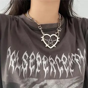 Harajuku Kalp Yıldız Metal Gümüş Renk Kolye Kolye Kadınlar İçin Kız Hip Hop Geometrik Gerdanlık Kolye moda takı 2020