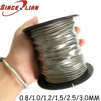304 paslanmaz çelik Tel Halat Kaldırma Kablosu 5M 7X7 Yapı 0.8 mm, 1mm 1.5 mm 2.5 mm 3mm Çap DIY Tel Halat Metal Teller