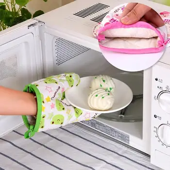 Yeni 1 adet Mutfak fırın eldiveni Kaymaz silikon baskılı pamuk ısı yalıtım eldivenleri fırın eldiveni ev mutfak aksesuarları