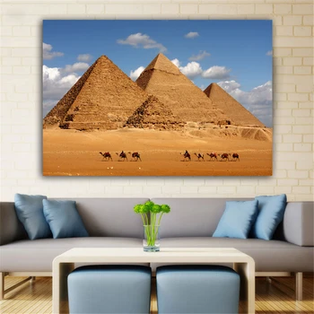 Posterler ve Baskılar Manzara Mısır Çöl Piramit Tuval Boyama Cuadros Duvar Sanatı Resimleri ıçin Oturma Odası Ev Dekorasyon
