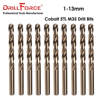 Drillforce Kobalt matkap uçları Seti 1-13mm M35 Paslanmaz Çelik Bakır, Alüminyum, Çinko Alaşımı HSSCo Büküm Matkap Ucu Elektrikli El Aletleri