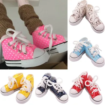 Yeni Varış 7.5 cm kanvas ayakkabılar 1/3 BJD Bebek için Mini Moda Benekli Ayakkabı Rus DIY Bebek Aksesuarları