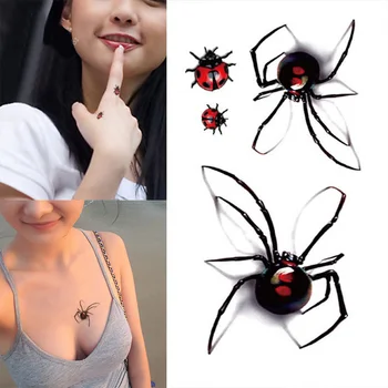 1 Sayfalık Erkek Kadın Seksi Geçici Dövme Çıkartmalar Su Geçirmez Sahte Örümcek Uğur Böceği Vücut Sanatı Flaş Dövmeler Etiket DL