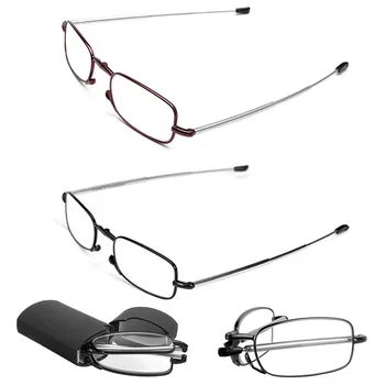 2021 MİNİ Tasarım okuma gözlüğü Erkekler Kadınlar Katlanır Küçük Gözlük Çerçeve Siyah Metal Gözlük Orijinal Box-Y107