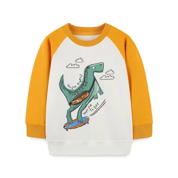 Atlama Metre Yeni Varış çocuk Tişörtü Pamuk Dinozorlar Baskı Bebek Erkek Kız Elbise Sonbahar Tam Kollu Gömlek