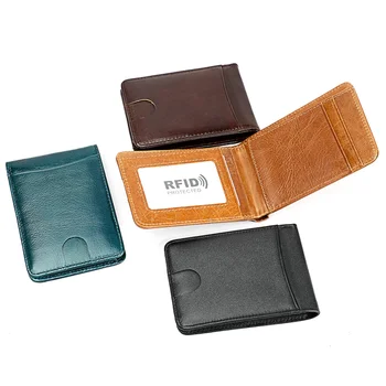 RFID Engelleme Hakiki Deri Kısa erkek cüzdanı Mini Kadın Para Çantası İnek Derisi erkek Kredi kart tutucu Küçük Çanta Erkek
