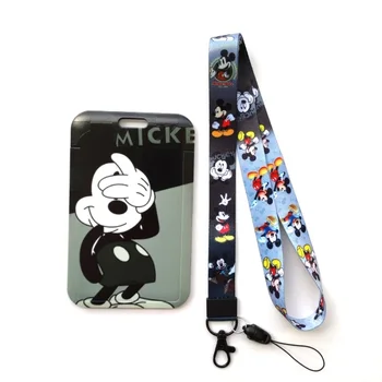 Disney Mickey Minnie Mouse Kordon KİMLİK Kartı Kapağı Rozeti Tutucu Karikatür Boyun Askısı DIY Anahtarlık Kişiselleştirilmiş kimlik kartı Tutucu Seti