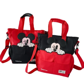Disney Mickey Mouse A4 Dosya Çantası Büyük Kapasiteli Okul okul çantası Tuval çocuk Messenger omuzdan askili çanta Erkek Kız Çanta