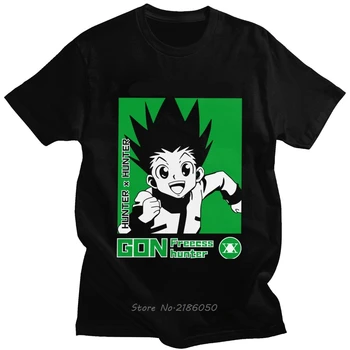 Moda Erkek T Shirt Hunter X Hunter Kısa Kollu Pamuklu Tişört O-boyun Eğlence Gon Freecss T-shirt Japon Manga Anime Tshirt