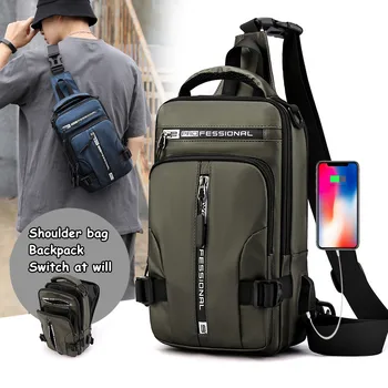 Çok fonksiyonlu omuz çantası erkekler Anti-hırsızlık Omuz Rahat Göğüs Çantası Su Geçirmez Şarj USB Çantası moda alışveriş çantası Sırt Çantası