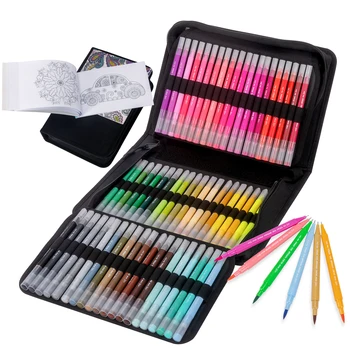 FineLiner Çift İpucu Fırça Sanat Markers Kalem 100 Renk Seti Suluboya Kalemler Çizim Boyama Kaligrafi Sanat Malzemeleri 04371