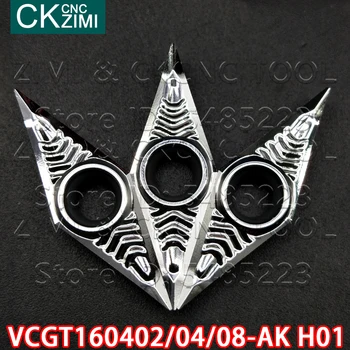 VCGT160402-AK H01 VCGT160404-AK H01 VCGT160408-AK H01 VCGT160412-AK H01 karbür Dönüm ekler CNC torna aracı VCGT alüminyum