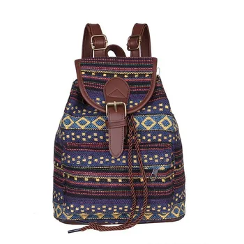 Okul çantası Tuval Etnik kadın Sırt Çantası Rahat İpli Kova Çanta Moda Sırt Çantası okul Plecaki Dla Dzieci okul çantası s